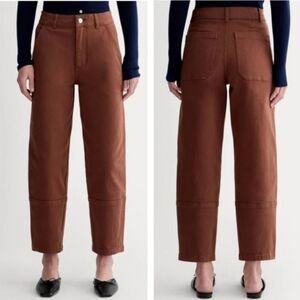 Everlane The Utility Barrel Leg Pants Twill Rosewood Brown Organic Cotton Size 6